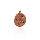 Moon Polaris Zircon Pendant-Micropavé Nailed Moon Pendant-Celestial Jewelry  22x16mm