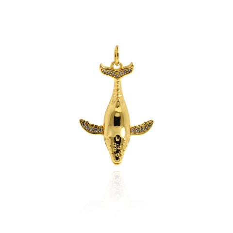 CZ Whale Pendant-Marine Animal Jewelry-DIY Jewelry 27x19mm