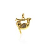 Micropavé Studded Sloth Pendant-Small Animal Jewelry-Delicate Sloth   17x17mm