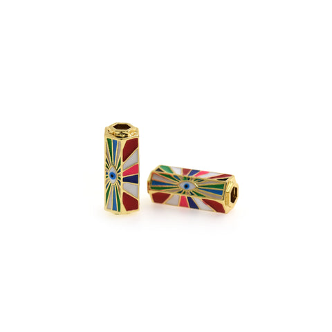 Multicolor Enamel Hexagon Tube Spacer Beads DIY Handmade Jewelry Findings 9.6x22mm