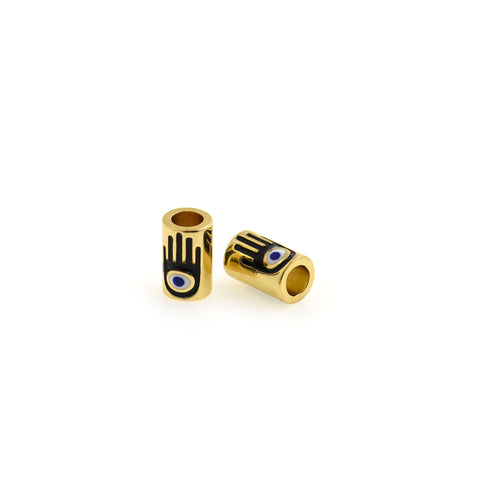 Cylindrical Hamsa Beads-Zirconia Beads-DIY Jewelry Accessories  6x10mm
