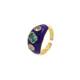 Enamel Purple Zircon Ring-Exquisite Gift-Personalized Jewellery  24x11.5mm