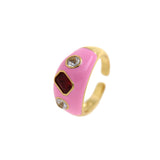 Enamel Purple Zircon Ring-Exquisite Gift-Personalized Jewellery  24x11.5mm