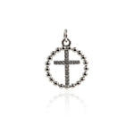 Round Micropavé Nailed Cross Pendant-Exquisite Cross-Gift for Friend  17mm