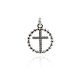 Round Micropavé Nailed Cross Pendant-Exquisite Cross-Gift for Friend  17mm