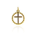 Round Micropavé Nailed Cross Pendant-Exquisite Cross-Gift for Friend  17mm