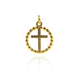 Round Micropavé Nailed Cross Pendant-Exquisite Cross-Gift for Friend  17mm