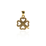 Exquisite Hollow Micropavé Stud Four-leaf Clover Pendant-Exquisite Four-leaf Clover-Personalized Jewelry Pendant  18.5x15mm