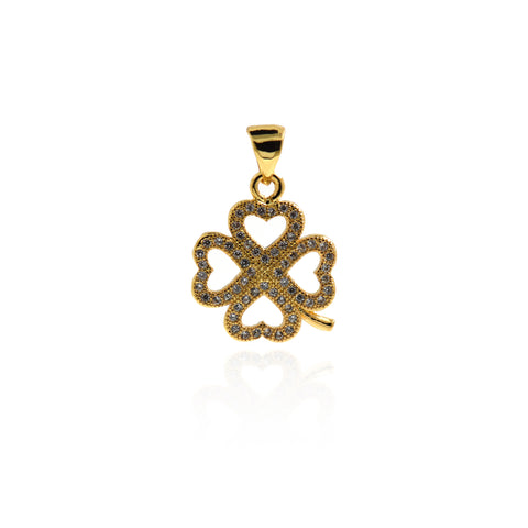 Exquisite Hollow Micropavé Stud Four-leaf Clover Pendant-Exquisite Four-leaf Clover-Personalized Jewelry Pendant  18.5x15mm