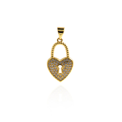 Personalized Jewelry Lock Pendant-Micropavé Nail Pendant-DIY Jewelry Accessories  21.5x13mm