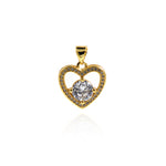 Minimalist Micropavé Nail Heart Pendant-Heart Shaped Zircon Pendant-DIY Jewelry Making   15.5x15.5mm