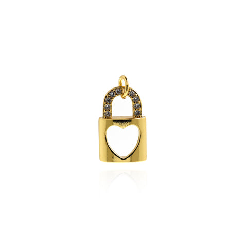 Minimalist Hollow Lock Pendant-Micropavé Nail Pendant-Minimalism  16x10mm