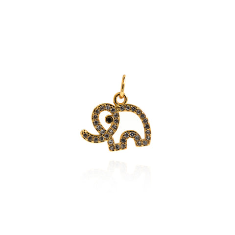 Exquisite Micropavé Studded Elephant Pendant-Animal Pendant-DIY Jewelry Accessories  15x11mm