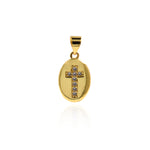 Oval Cross Pendant-Micropavé Nail Cross Pendant-Gift for him  17x10.5mm