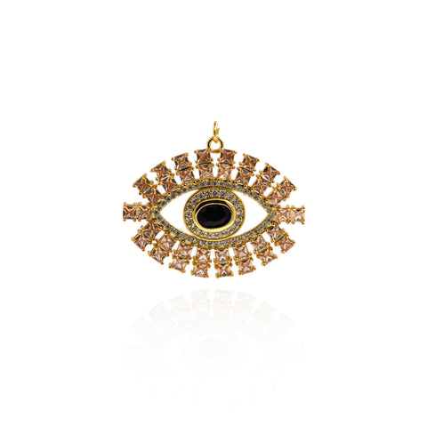 Exquisite Enamel Evil Eye Pendant-Evil Eye Zircon Pendant-DIY Jewelry  41x32.5mm