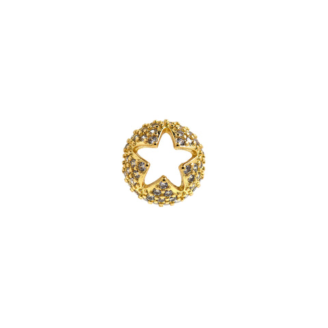 Delicate Round Star Pendant-Micropavé Studded Star Pendant  10.5x6mm