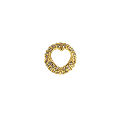 Exquisite Round Hollow Heart Pendant-Micropavé Nail Heart Pendant  10.5x6mm