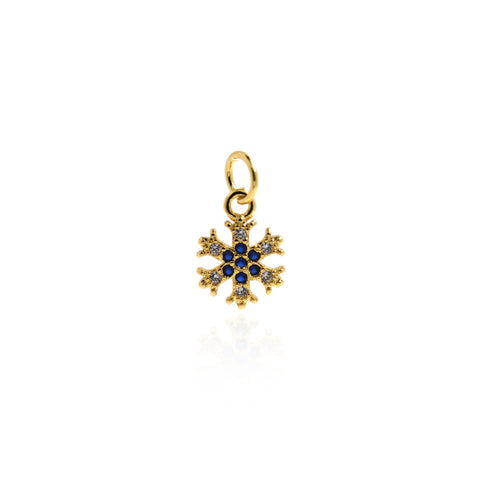Minimalist Jewelry-Micropavé Stud Snowflake Pendant-DIY Jewelry Making  11x9mm