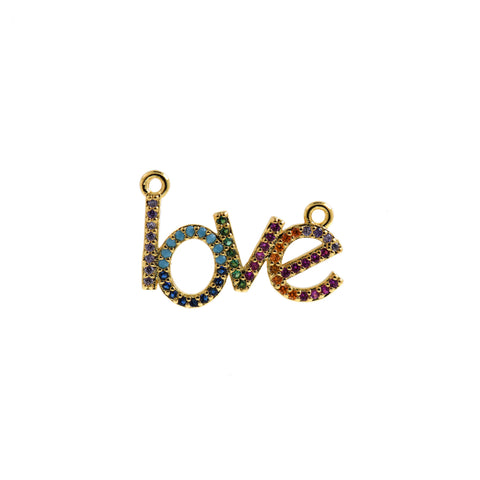 Individualism Jewelry-Enamel LOVE Zircon Connector-DIY Jewelry Making  21x14.5mm