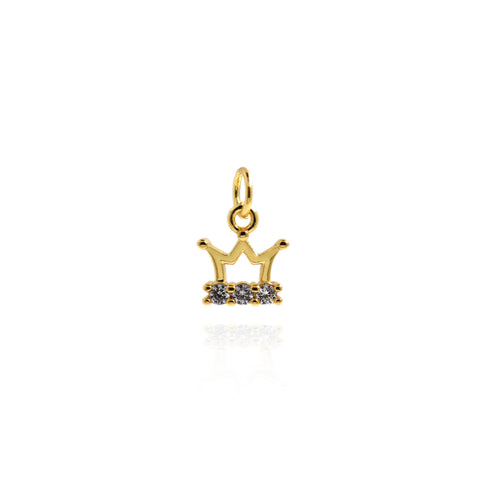 Minimalist Jewelry-Hollow Crown Zircon Pendant-DIY Jewelry Making  10x9mm