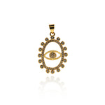 Oval Micropavé Nail Evil Eye Pendant-DIY Jewelry Making Accessories  27x18.5mm