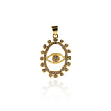 Oval Micropavé Nail Evil Eye Pendant-DIY Jewelry Making Accessories  27x18.5mm