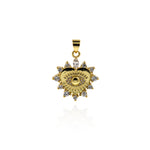 Micropavé Nail Heart Shaped Evil Eye Pendant-Delicate Evil Eye  22x21mm