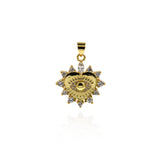 Micropavé Nail Heart Shaped Evil Eye Pendant-Delicate Evil Eye  22x21mm