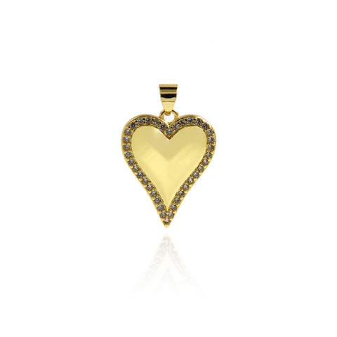 Minimalist Jewelry-Micropavé Nail Heart Pendant-DIY Jewelry Accessories   23.5x18mm