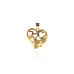 Hollow Heart Pendant-Micropavé Nail Heart Pendant-DIY Jewelry Making  20x19.5mm