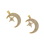 Micropavé studs Moon Polaris Pendant-DIY Jewelry Making  26x19mm