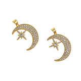 Micropavé studs Moon Polaris Pendant-DIY Jewelry Making  26x19mm