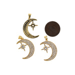 Micropavé studs Moon Polaris Pendant-DIY Jewelry Making  26x19mm