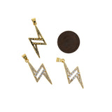 Delicate Micropavé nail Lightning Pendant-DIY Jewelry Making Accessories  29.5x12mm