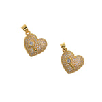 Delicate Micropavé Nail Heart Pendant-Key Zircon-DIY Jewelry Making  16.5x15mm