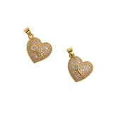 Delicate Micropavé Nail Heart Pendant-Key Zircon-DIY Jewelry Making  16.5x15mm
