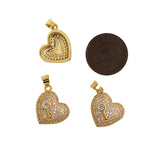 Delicate Micropavé Nail Heart Pendant-Key Zircon-DIY Jewelry Making  16.5x15mm