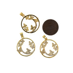 Round Butterfly Pendant - Raw Brass Circle Butterfly Pendant - Jewelry Making Supplies  22mm