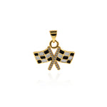 Exquisite Micropavé Small Flag Pendant-Personalized Jewellery Making  21x17mm