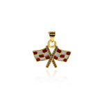 Exquisite Micropavé Small Flag Pendant-Personalized Jewellery Making  21x17mm