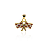 Exquisite Micropavé Small Flag Pendant-Personalized Jewellery Making  21x17mm