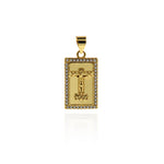 Personalized Jewellery Making-Micropavé Rectangular Cross Pendant  21.5x12mm