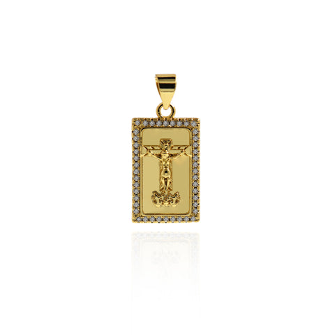 Personalized Jewellery Making-Micropavé Rectangular Cross Pendant  21.5x12mm