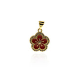 Personalized Jewellery Making-Micropavé Enamel Flower Pendant  16x14mm