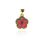 Personalized Jewellery Making-Micropavé Enamel Flower Pendant  16x14mm