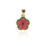 Personalized Jewellery Making-Micropavé Enamel Flower Pendant  16x14mm
