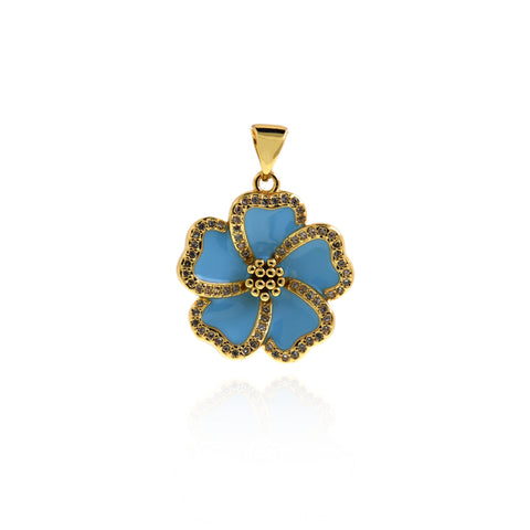 Personalized Jewellery Making-Micropavé Enamel Flower Pendant - DIY Jewelry  22x20.5mm