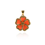 Personalized Jewellery Making-Micropavé Enamel Flower Pendant - DIY Jewelry  22x20.5mm