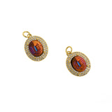 Oval Crystal Pendant, Micropavé CZ Oval Pendant,DIY Jewelry  18x15x7mm