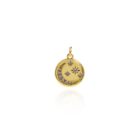 Minimalist Moon Star Pendant - Gift for Friend-18K Exquisite Moon and Star Pendant  12.5mm